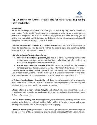 Top 10 Secrets to Success Proven Tips for PE Electrical Engineering Exam Candidates