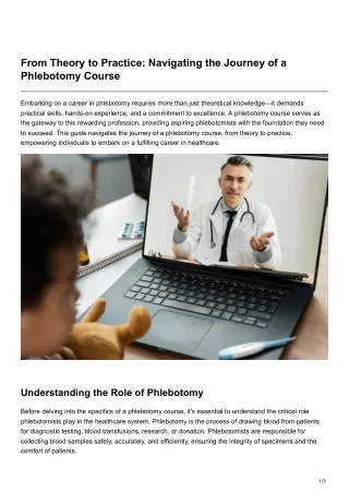 From Theory to Practice Navigating the Journey of a Phlebotomy Course