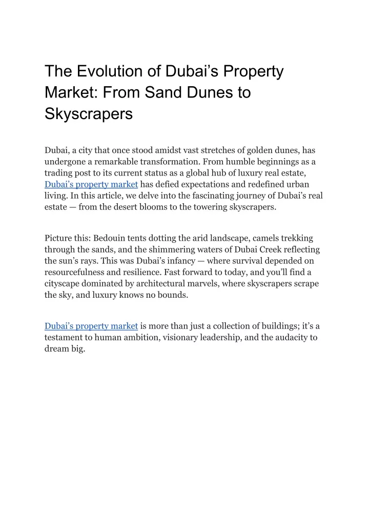 the evolution of dubai s property market from