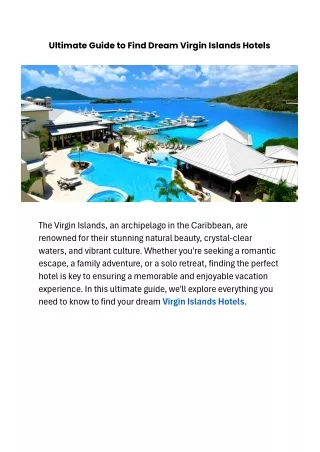 Ultimate Guide to Find Dream Virgin Islands Hotels