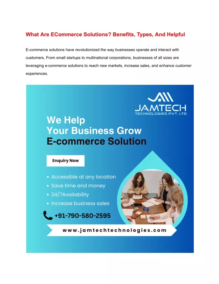 what are ecommerce solutions benefits types