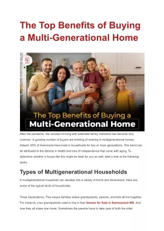 The Top Benefits of Buying a Multi-Generational Home