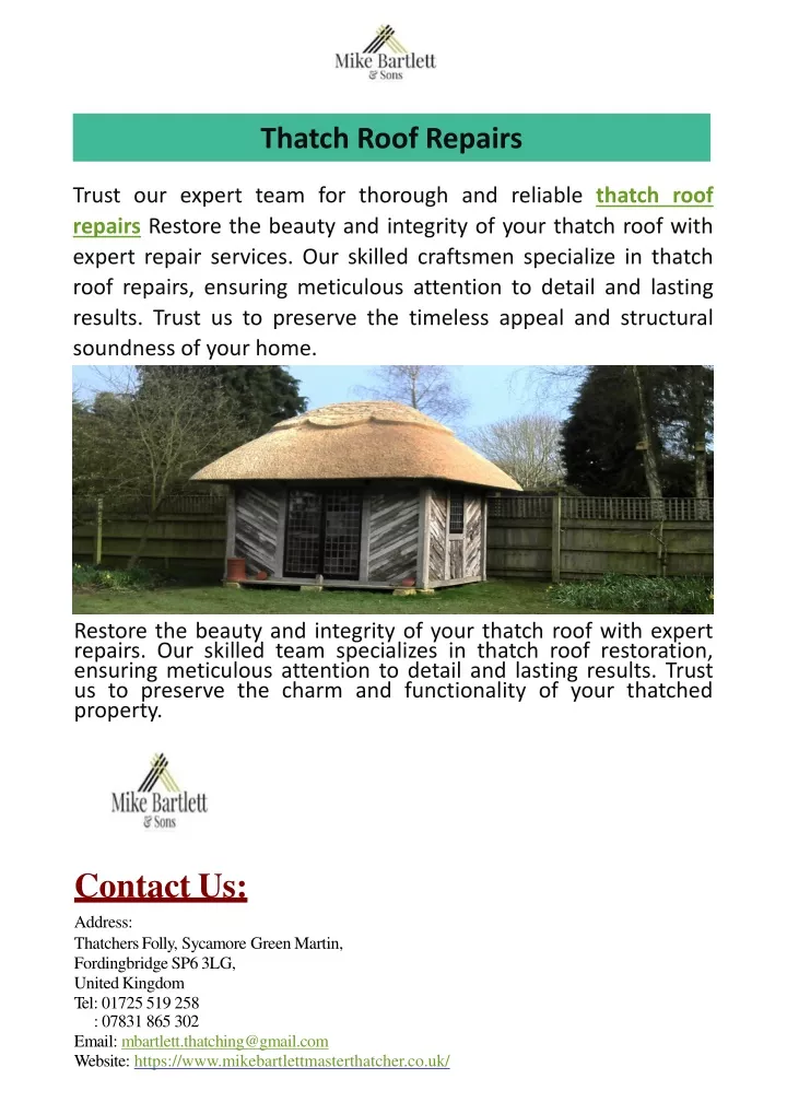 thatch roof repairs