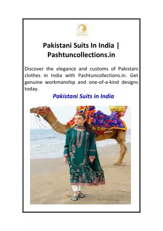 Pakistani Suits In India  Pashtuncollections.in