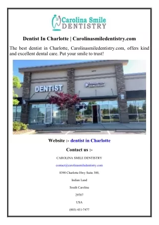 Dentist In Charlotte  Carolinasmiledentistry.com