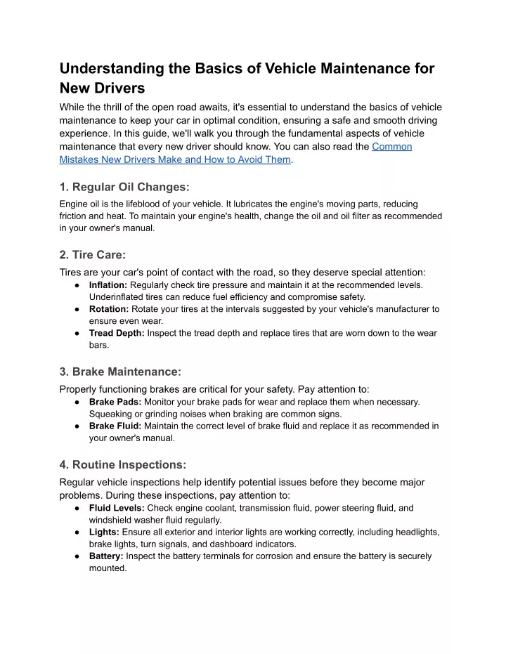 understanding the basics of vehicle maintenance