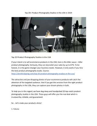 Top 20  Product Photography Studios in the USA in 2024