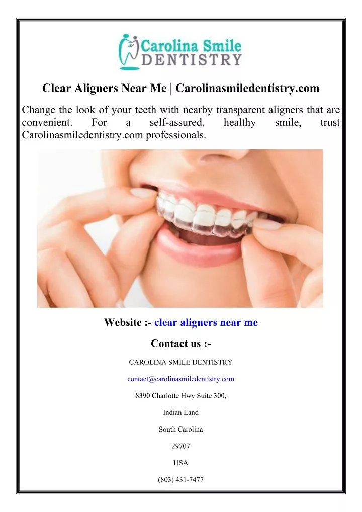 clear aligners near me carolinasmiledentistry com