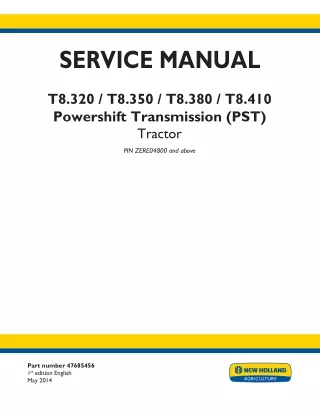 New Holland T8.320 696110027 PST TIER 4b Tractor Service Repair Manual [ZERE04800 - ]