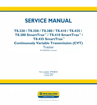 New Holland T8.320 CVT TIER 2 Tractor Service Repair Manual [ZFRE05001 - ]