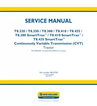 New Holland T8.320 CVT TIER 2 Tractor Service Repair Manual [ZGRE05001 - ]
