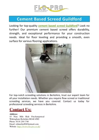 Cement Based Screed Guildford
