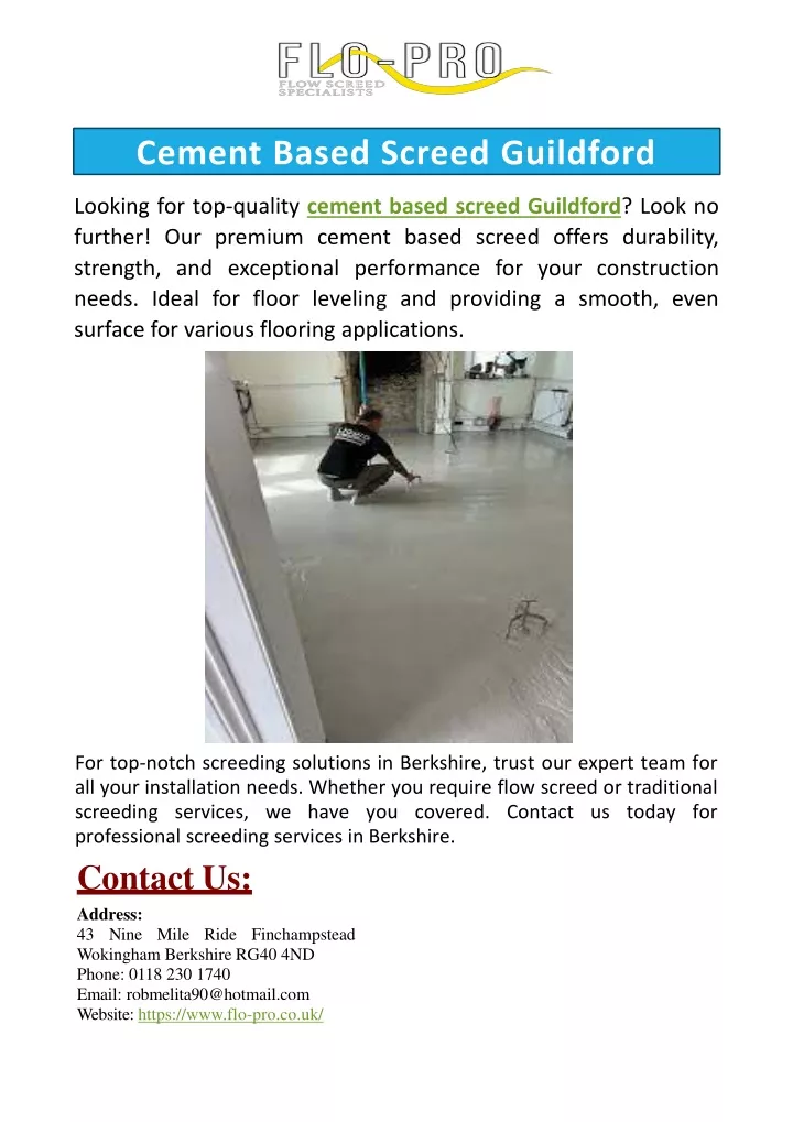 cement based screed guildford