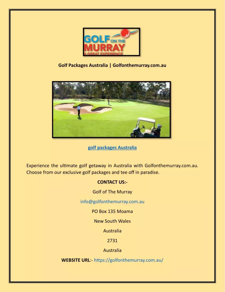 golf packages australia golfonthemurray com au