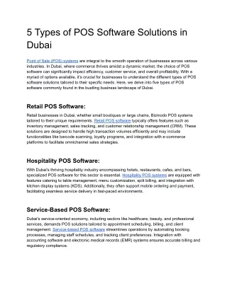 5 Types of POS Software Solutions in Dubai