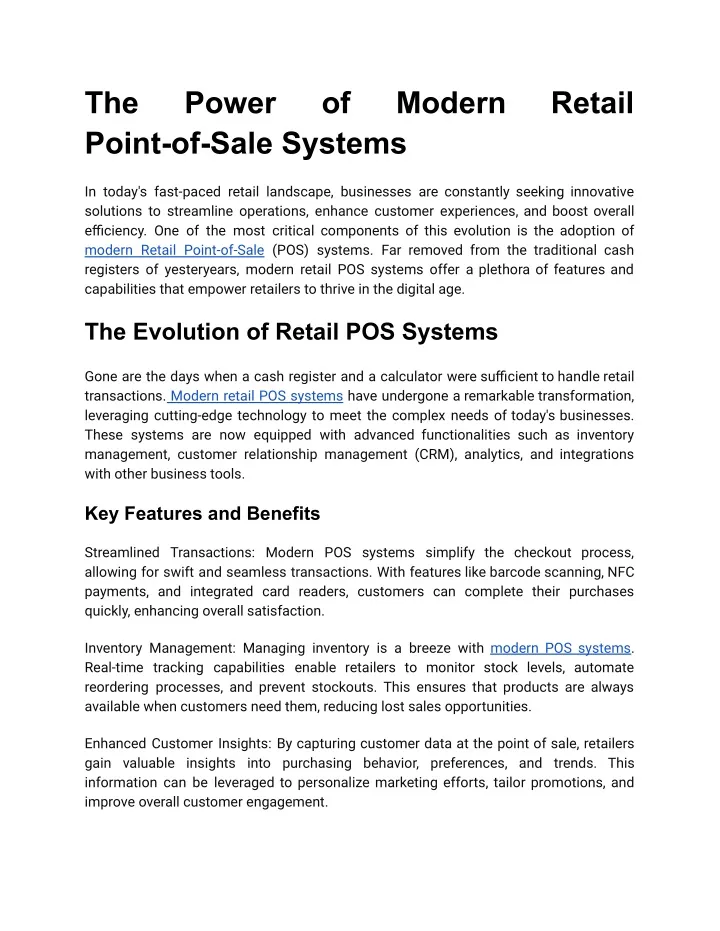the point of sale systems