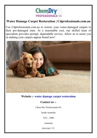 Water Damage Carpet Restoration  Cdprofessionals.com.au