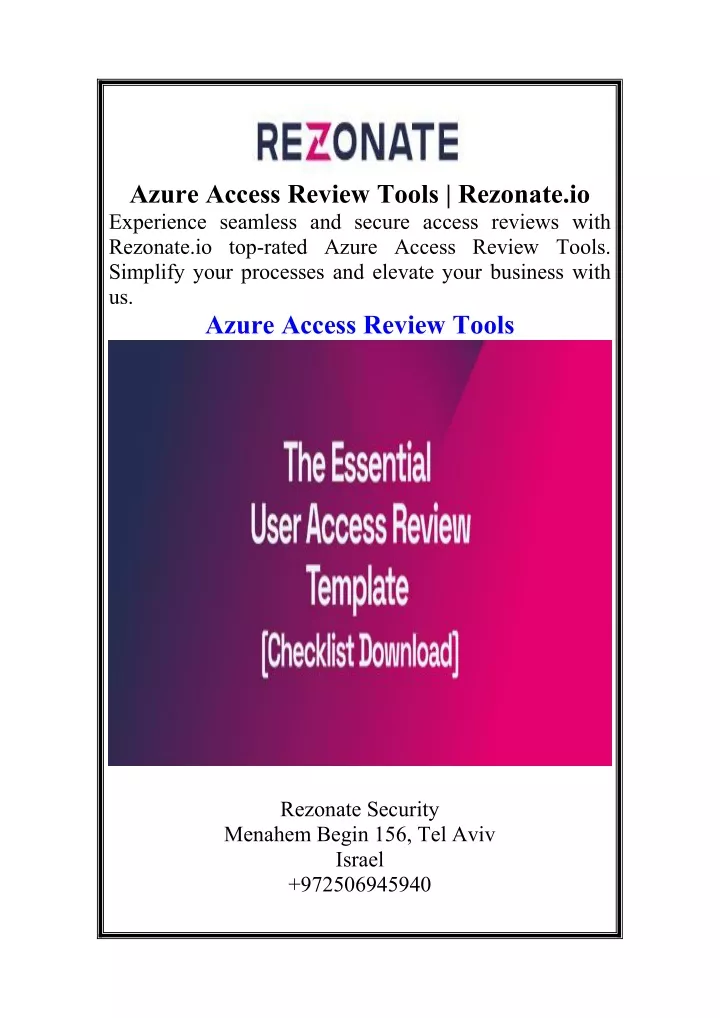 azure access review tools rezonate io experience