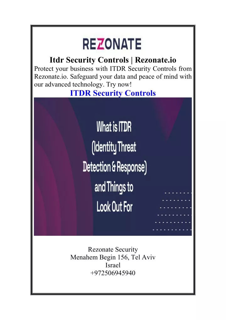 itdr security controls rezonate io protect your