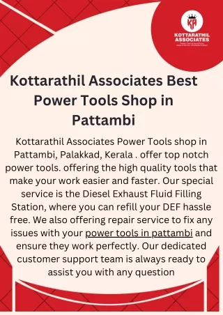 Kottarathil Associates Best Power Tools Shop in Pattambi