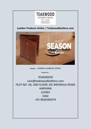 Leather Products Online  Teakwoodleathers.com