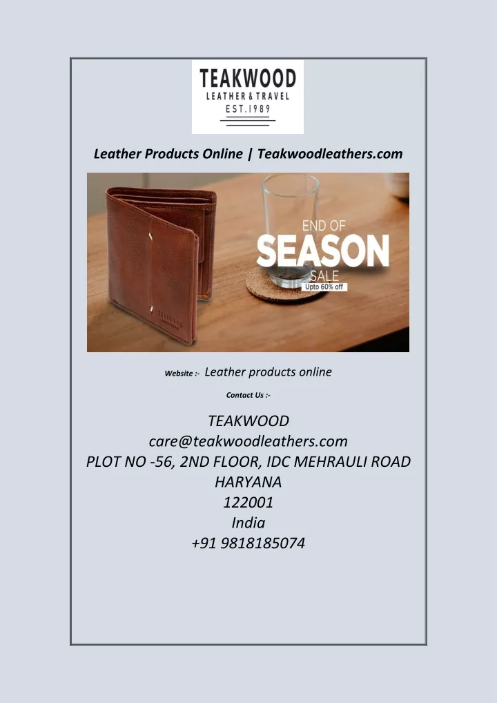 leather products online teakwoodleathers com