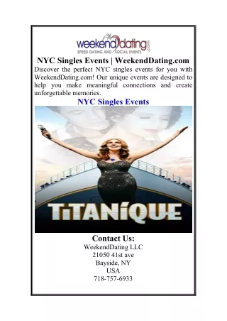 NYC Singles Events  WeekendDating.com