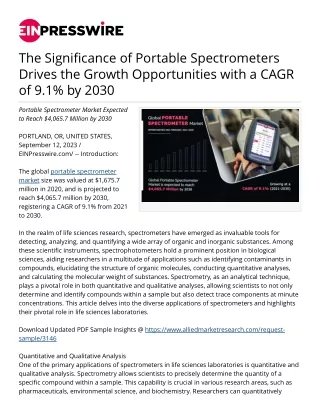 The Significance of Portable Spectrometers Drives the Growth Opportunities 2030