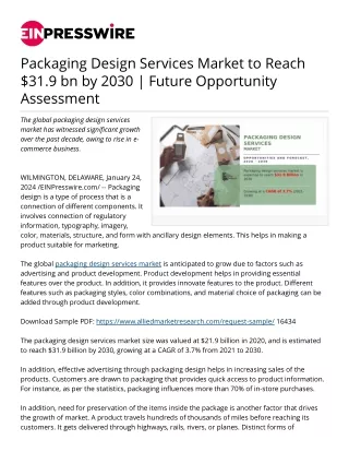 Packaging Design Services Market to Reach $31.9 bn by 2030