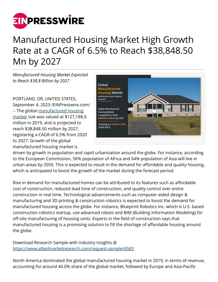 manufactured housing market high growth rate