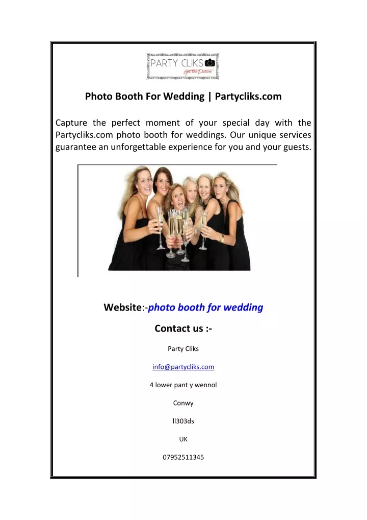 photo booth for wedding partycliks com