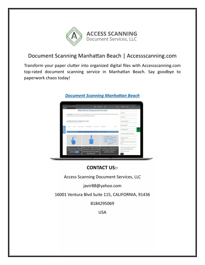 document scanning manhattan beach accessscanning