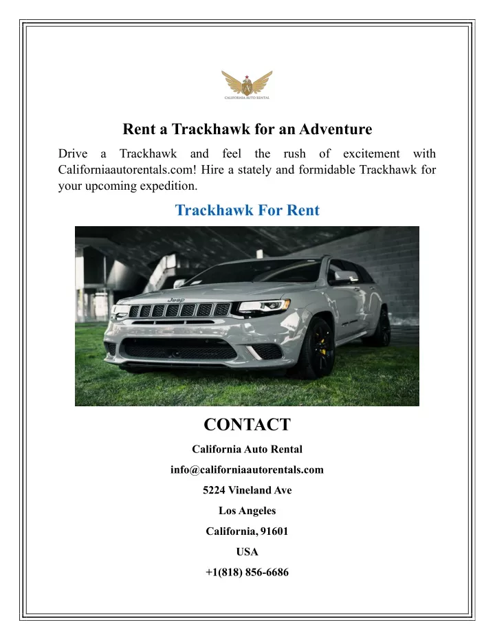 rent a trackhawk for an adventure