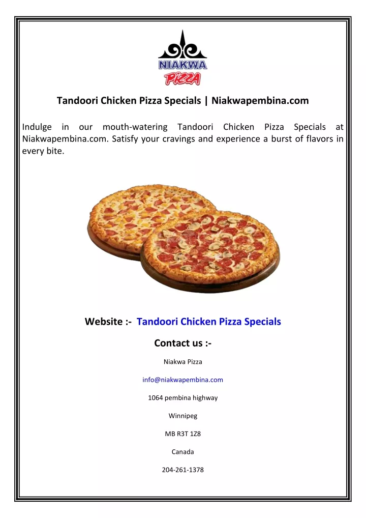 tandoori chicken pizza specials niakwapembina com