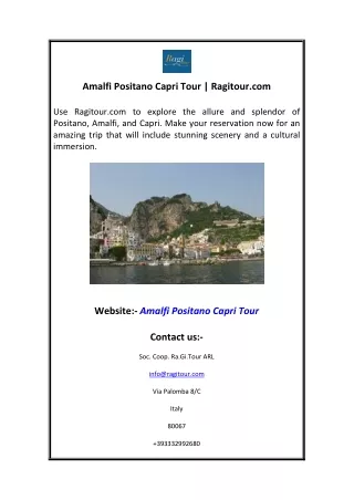 Amalfi Positano Capri Tour  Ragitour.com
