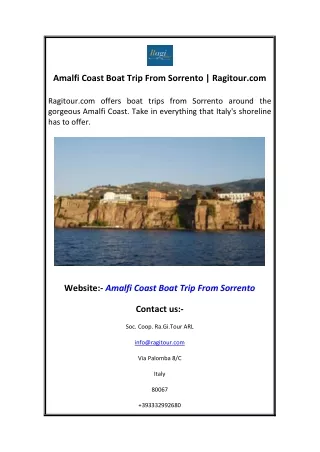 Amalfi Coast Boat Trip From Sorrento Ragitour.com