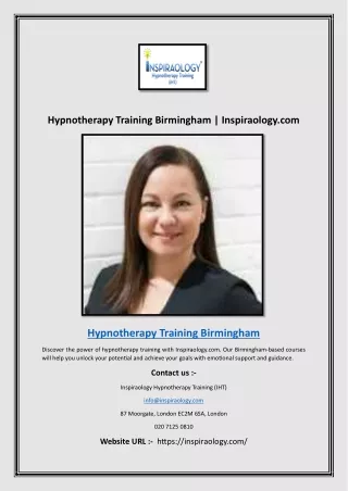 Hypnotherapy Training Birmingham | Inspiraology.com