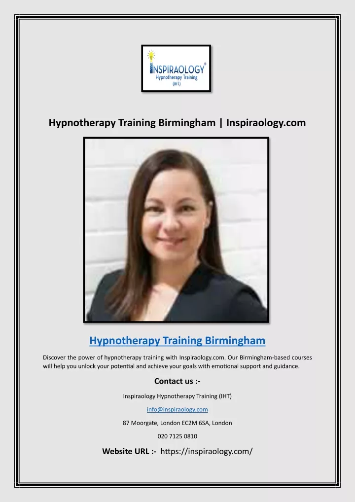 hypnotherapy training birmingham inspiraology com