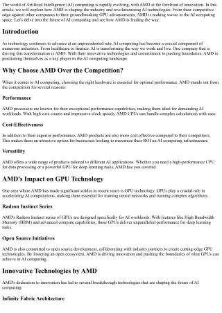 The Future of AI Computing: How AMD is Shaping the Industry