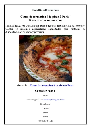 Cours de formation à la pizza à Paris Itacapizzaformation.com