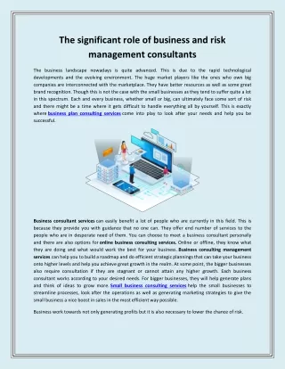 The significant role of business and risk management consultants