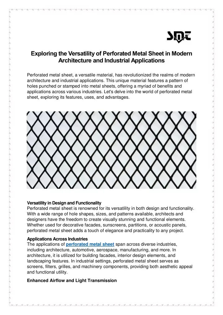 exploring the versatility of perforated metal