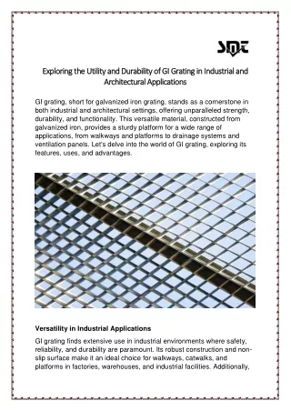 Exploring the Utility and Durability of GI Grating in Industrial and Architectur