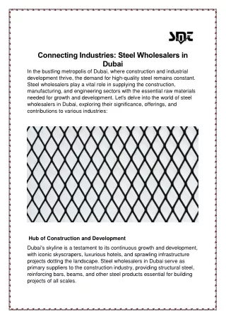 Connecting Industries: Steel Wholesalers in Dubai