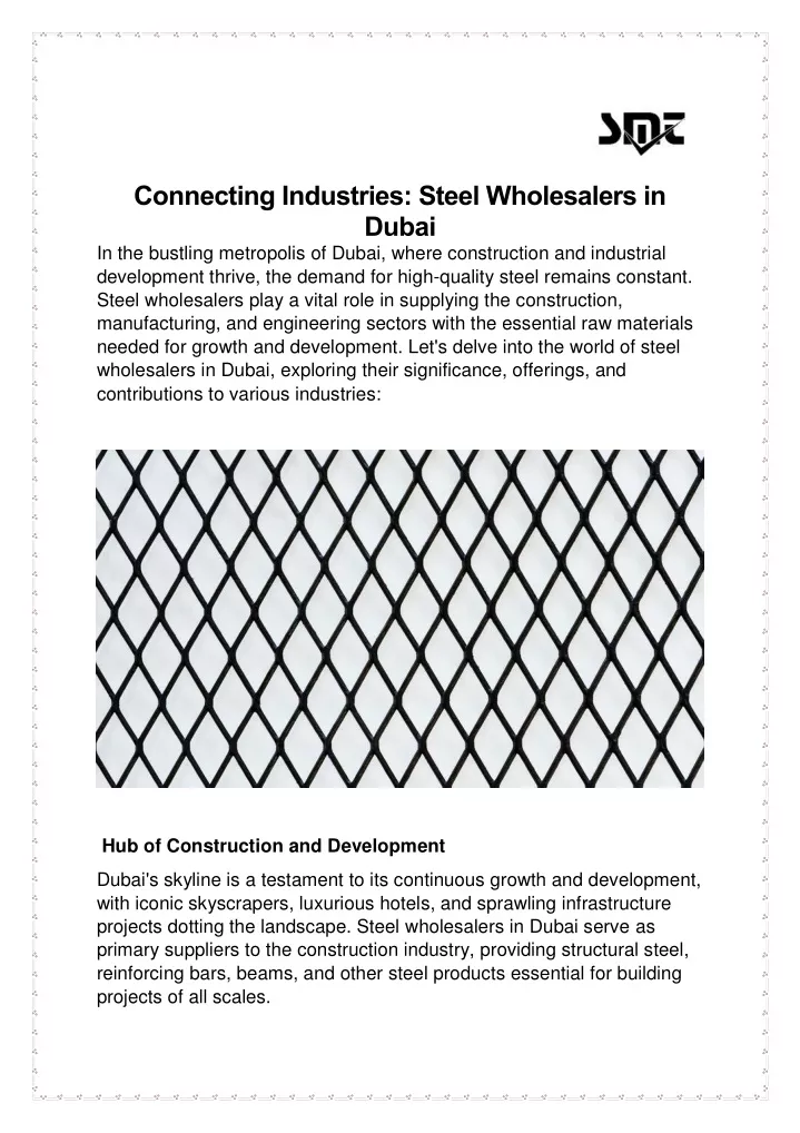 connecting industries steel wholesalers in dubai