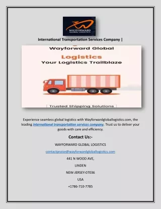International Transportation Services Company | Wayforwardgloballogistics.com