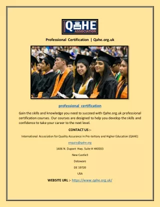 professional certification qahe org uk