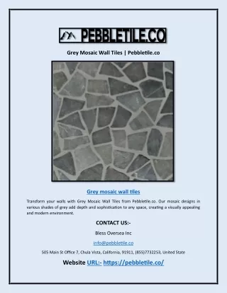 Grey Mosaic Wall Tiles | Pebbletile.co