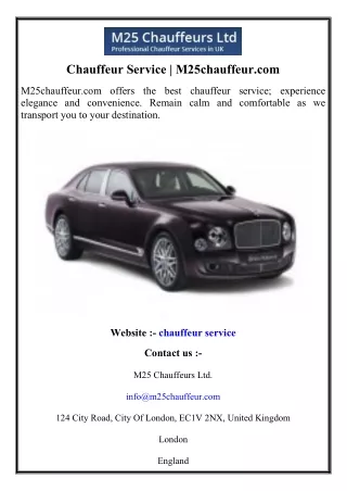 Chauffeur Service M25chauffeur.com
