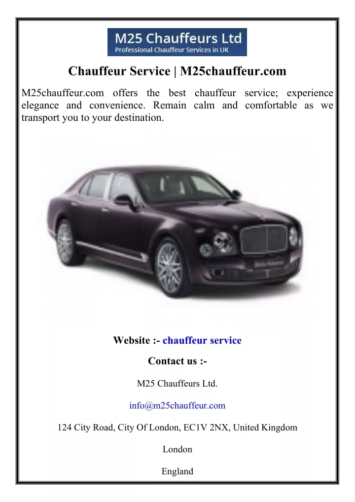 chauffeur service m25chauffeur com